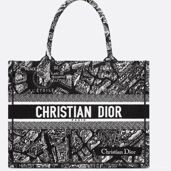 Tote Book Paris Dior Motif Canvas de Plan Black 0624 Luxury